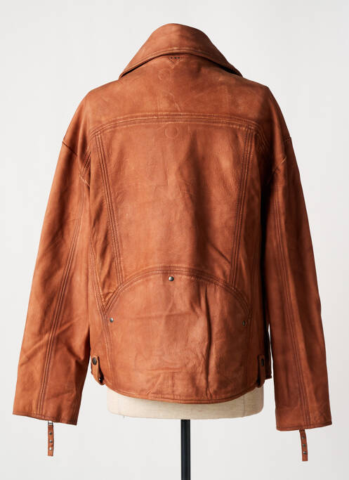 Veste en cuir marron ROSE GARDEN femme