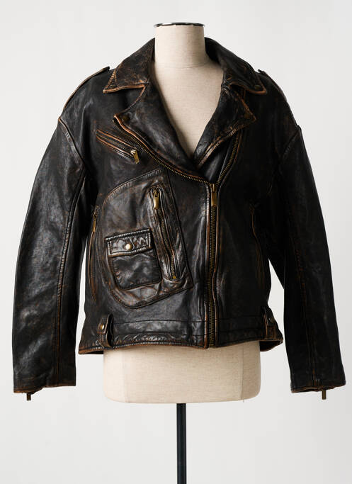 Veste en cuir marron ROSE GARDEN pour femme