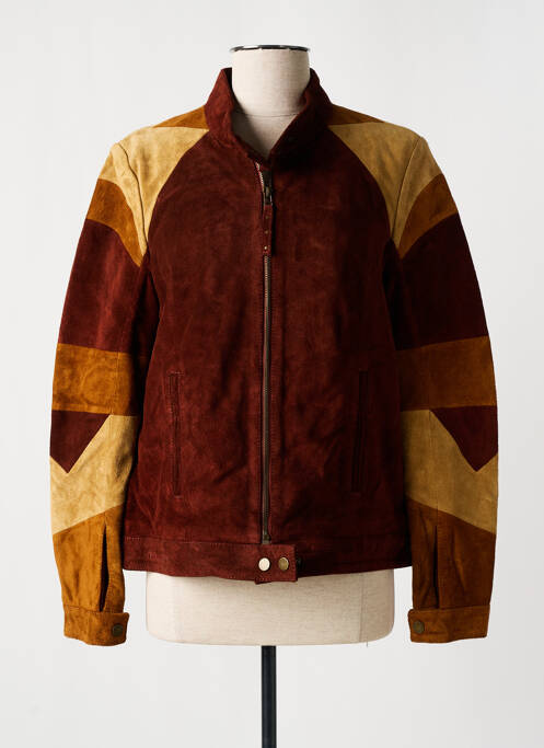 Veste en cuir marron ROSE GARDEN pour femme