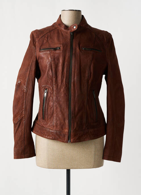 Veste en cuir marron ROSE GARDEN pour femme