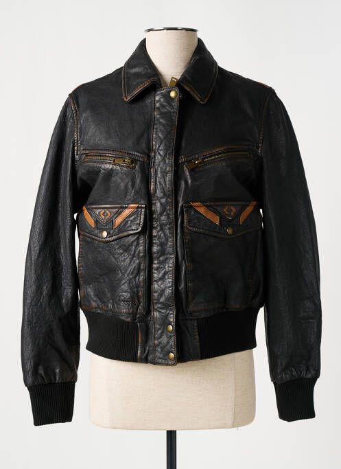 Veste en cuir noir ROSE GARDEN pour femme