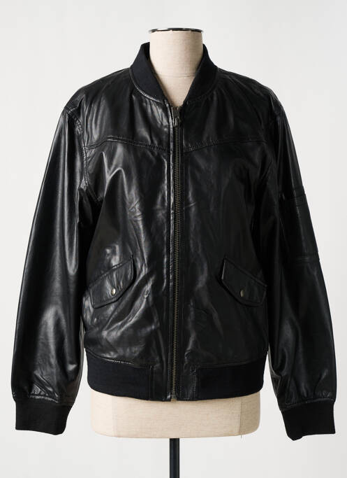 Veste en cuir noir ROSE GARDEN pour femme