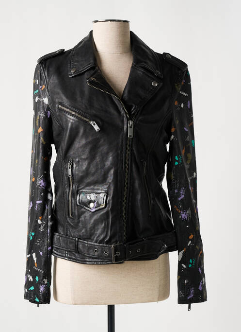 Veste en cuir noir ROSE GARDEN pour femme