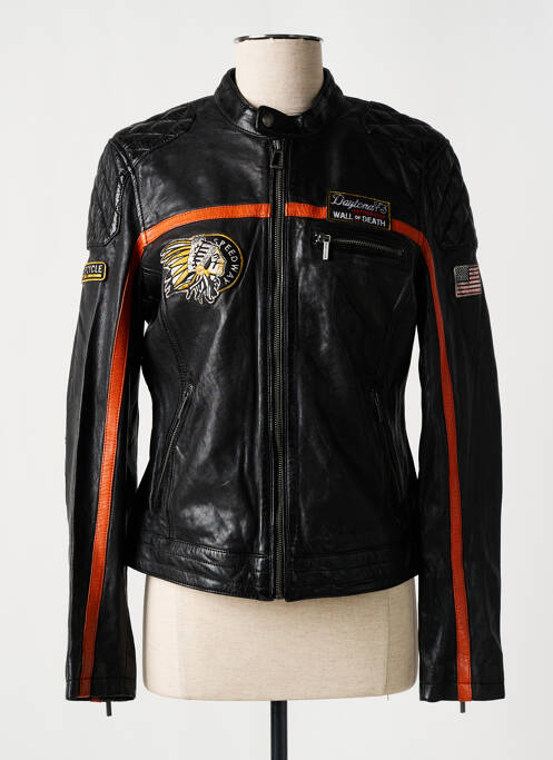 Veste en cuir noir ROSE GARDEN pour femme