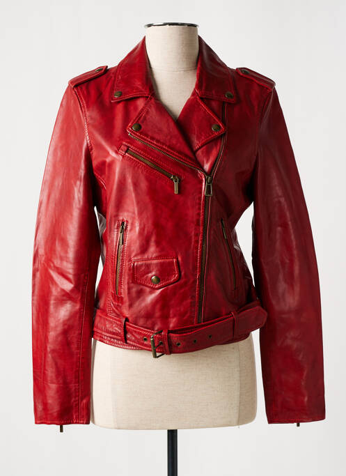 Veste en cuir rouge ROSE GARDEN pour femme