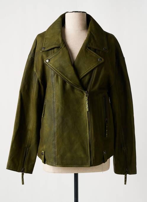 Veste en cuir vert ROSE GARDEN pour femme