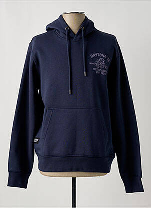 Sweat-shirt à capuche poches manches longues bleu DAYTONA homme