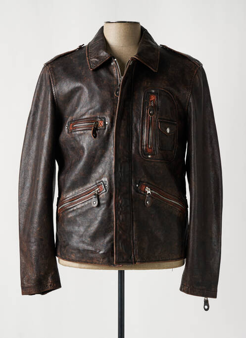 Veste en cuir marron DAYTONA pour homme