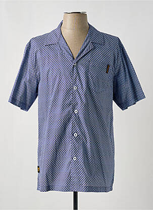 Chemise manches courtes col tailleur bleu DAYTONA homme