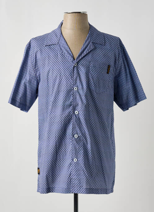 Chemise manches courtes col tailleur bleu DAYTONA homme
