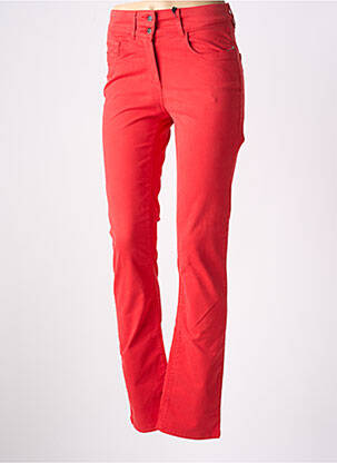 Pantalon droit stretch taille normale rouge JULIE GUERLANDE femme