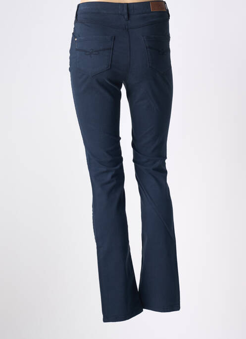 Pantalon slim tissage popeline taille haute bleu JULIE GUERLANDE femme