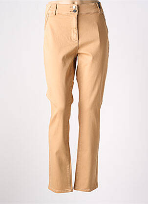 Pantalon droit fermeture zippée sous rabat boutonné taille normale marron JULIE GUERLANDE femme