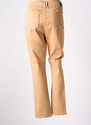 Pantalon droit fermeture zippée sous rabat boutonné taille normale marron JULIE GUERLANDE femme