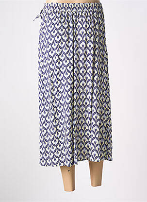 Jupe mi-longue coupe droite bleu JULIE GUERLANDE femme