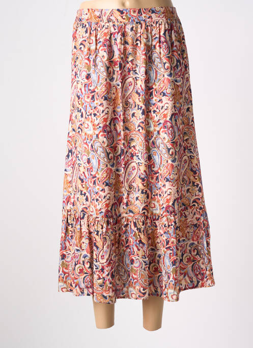 Jupe mi-longue orange JULIE GUERLANDE pour femme