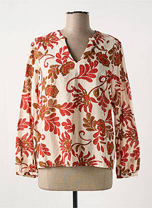 Blouse légère et transparente manches longues rouge JULIE GUERLANDE femme