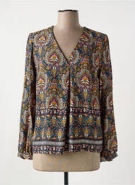 Blouse imprimé fantaisie manches longues marron JULIE GUERLANDE femme