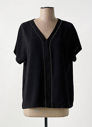 Top coupe fluide manches courtes noir JULIE GUERLANDE femme