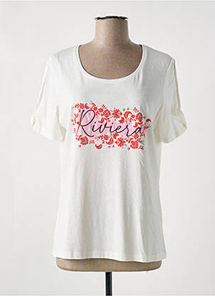 T-shirt sérigraphie floquée manches courtes blanc JULIE GUERLANDE femme