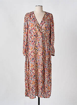 Robe longue manches longues manches longues orange JULIE GUERLANDE femme