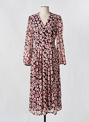 Robe longue manches longues manches longues rose JULIE GUERLANDE femme