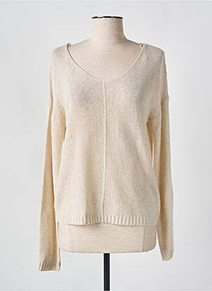Pull coupe cintrée manches longues beige C'EST BEAU LA VIE femme
