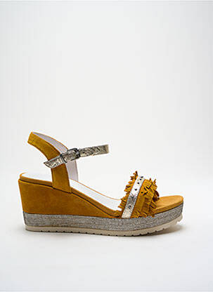 Sandales/nu pieds tissage satiné talon de 4 à 6cm jaune REGARD femme