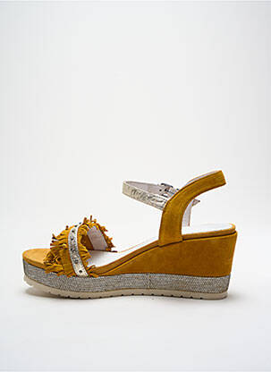 Sandales/nu pieds tissage satiné talon de 4 à 6cm jaune REGARD femme