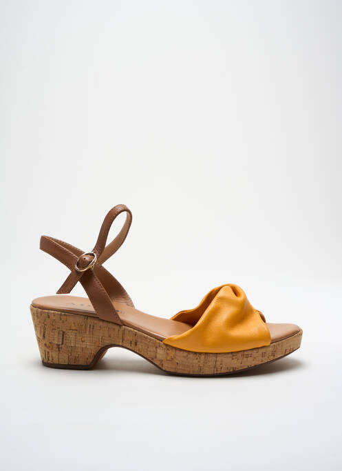Sandales/nu pieds matière lisse talon de 4 à 6cm jaune ADIGE femme