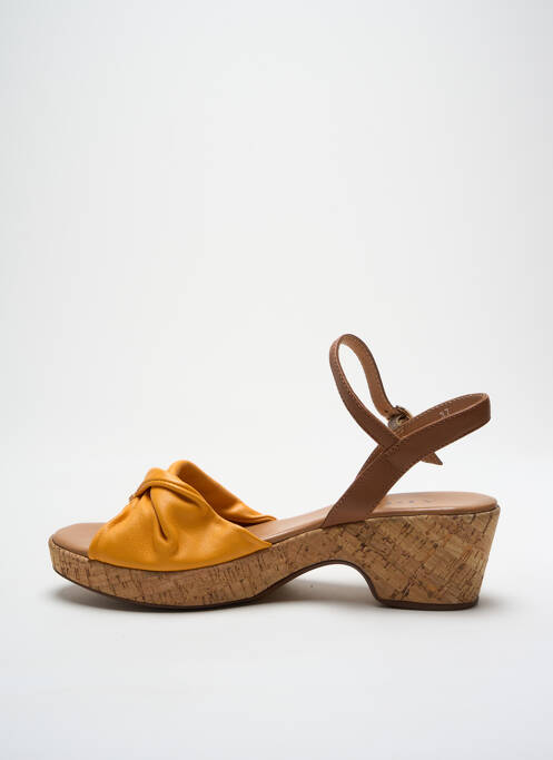 Sandales/nu pieds matière lisse talon de 4 à 6cm jaune ADIGE femme