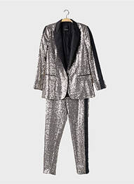 Ensemble pantalon fermeture boutonnée sur le devant argent PINKO femme