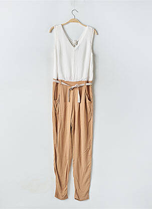 Combi-pantalon tissage crêpe sans manche beige ONE STEP femme