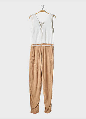 Combi-pantalon tissage crêpe sans manche beige ONE STEP femme