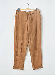Pantalon droit taille élastique taille normale beige MANGO femme