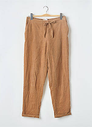 Pantalon droit taille élastique taille normale beige MANGO femme