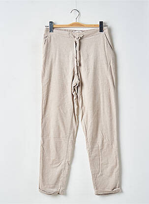 Pantalon droit taille élastique taille normale beige MANGO femme