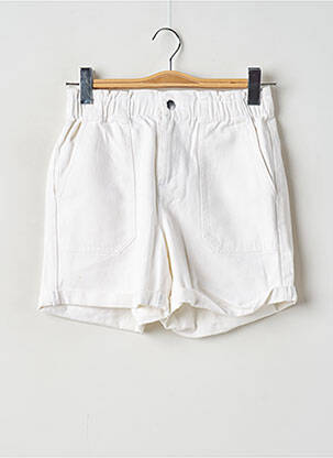Short tissage denim taille haute blanc CAMAIEU femme