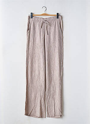 Pantalon large coupe fluide taille haute beige ZARA femme