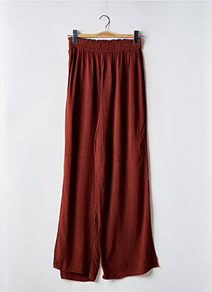 Pantalon large coupe fluide taille haute marron PULL & BEAR femme