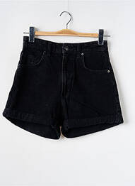 Short tissage denim taille haute noir BERSHKA femme