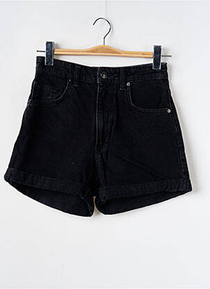 Short tissage denim taille haute noir BERSHKA femme