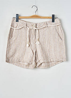 Short fermeture zippée sous rabat boutonné taille normale beige CAMAIEU femme