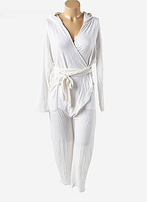 Combi-pantalon col cache-coeur manches longues blanc ONEPIECE femme