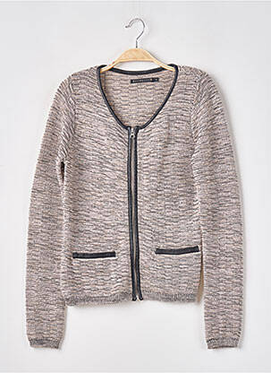 Gilet manches longues col rond beige BERENICE femme