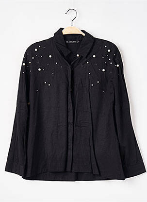 Chemisier coupe droite manches longues noir ZARA femme