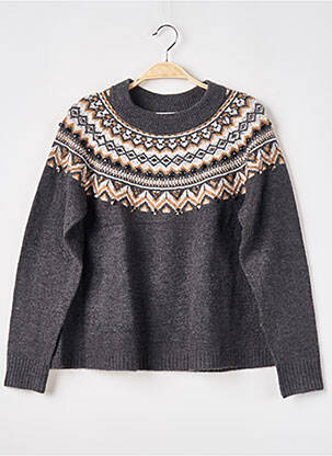 Pull col rond manches longues gris LA REDOUTE femme