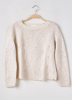 Pull coupe droite manches longues beige LES TRICOTS DE LÉA femme
