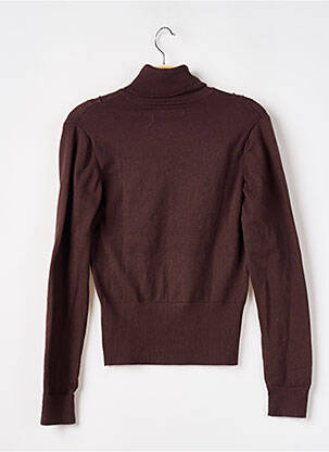 Pull col roulé stretch manches longues marron MORGAN femme