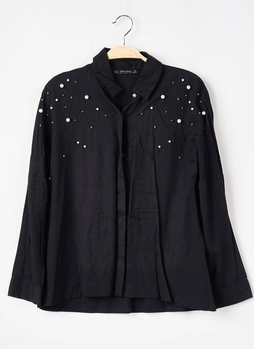 Chemisier coupe droite manches longues noir ZARA femme